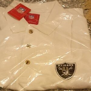 NFL Raiders White Polo with Embroidered Shield